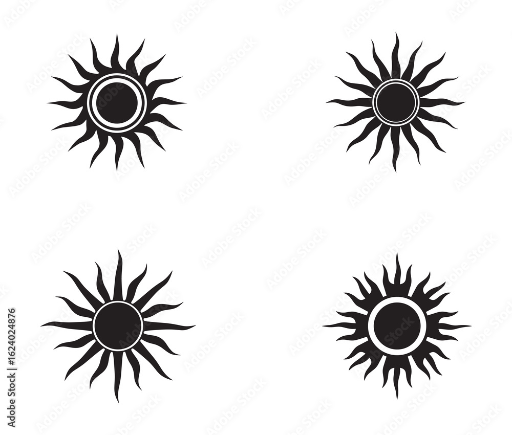 Fototapeta premium Sun symbol silhouette vector