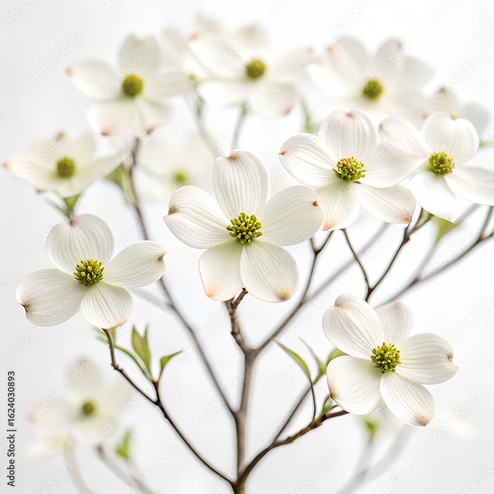 White spring blossom flowers on branch isolated White spring blossom flowers on branch isolated