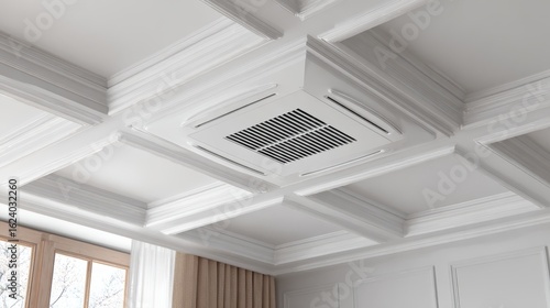 Modern Ceiling Air Vent in Elegant Interior Design with Crown Molding