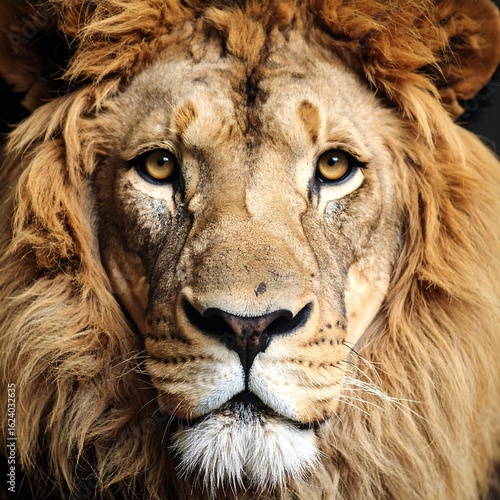 Close-up of a majestic lion's face