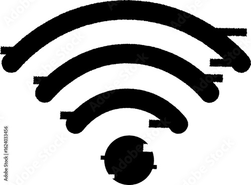 Glitchy WiFi Signal Icon in Black