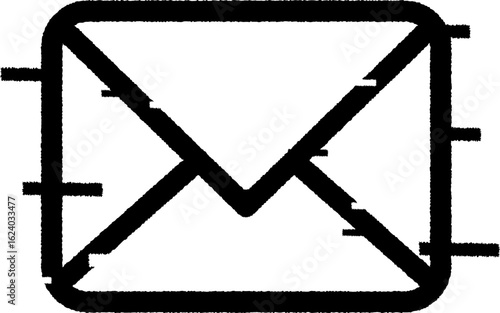 Glitched Email Envelope Icon in Black