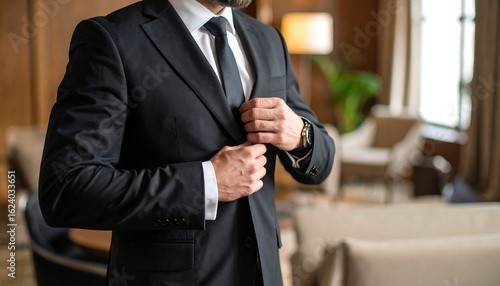 Close-up of a man in a black suit