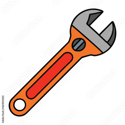 An adjustable wrench with a movable jaw fits various bolt sizes. Durable, versatile, and essential for tightening or loosening nuts in plumbing, automotive, or DIY tasks.
