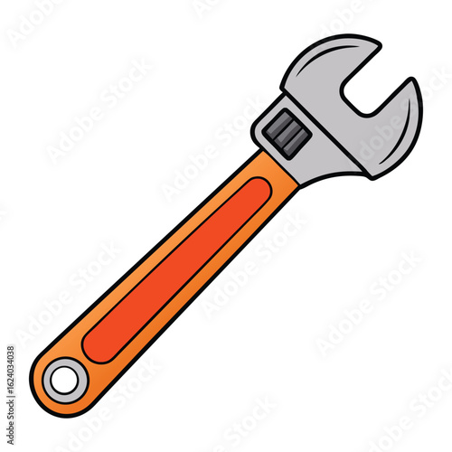 An adjustable wrench with a movable jaw fits various bolt sizes. Durable, versatile, and essential for tightening or loosening nuts in plumbing, automotive, or DIY tasks.
