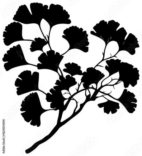 Silhouette of ginkgo bilabo tree element