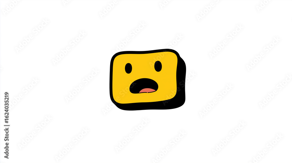 Fototapeta premium Shocked Square Yellow Face Icon, Bold Design for Digital Expressions