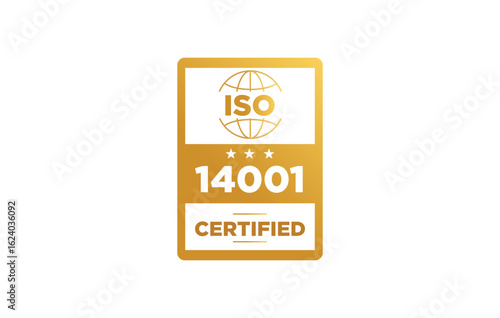 Iso 14001 certification badge vector illustration