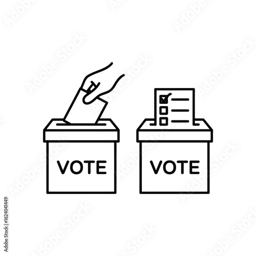 Hand casting a vote into a ballot box with a completed ballot