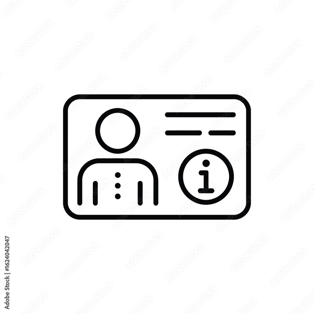 Identification card with information icon Identification card with information icon