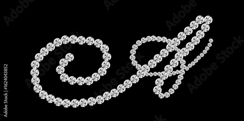 Silver Diamonds Alphabet Letter A Luxury Text Design Vector Illustration.	