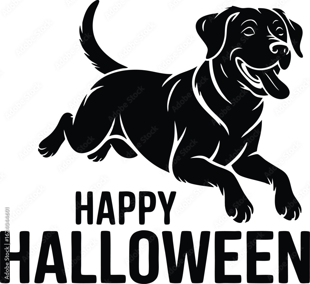 Obraz premium Happy Halloween: Playful Black Labrador Retriever Silhouette