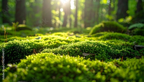 Sunlit Mossy Forest Floor