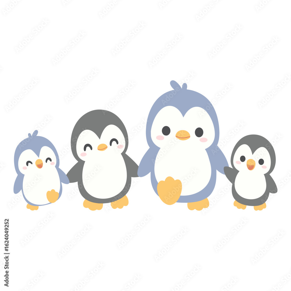 Naklejka premium Illustration of a Happy Penguin Family