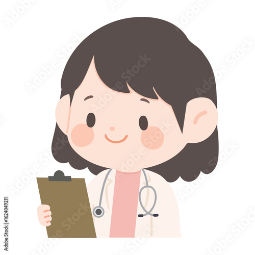 Illustration of a Female Doctor with Clipboard
