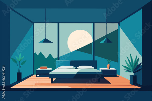 bedroom designed for relaxation with natural mater.eps