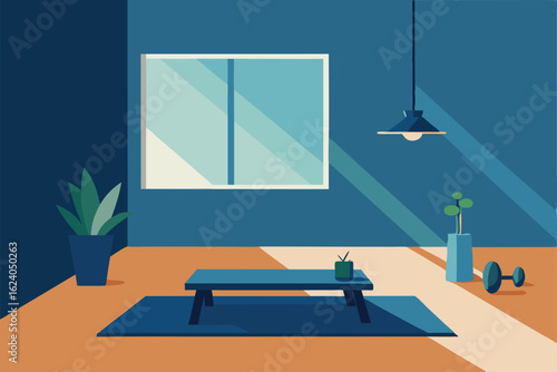 bedroom transformed into a workout and yoga zone w.eps