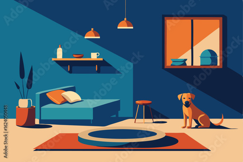 bedroom with a pet s corner   dog bed  toys  feedi.eps
