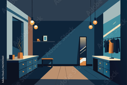 bedroom with a walk in closet and vanity area  dec.eps