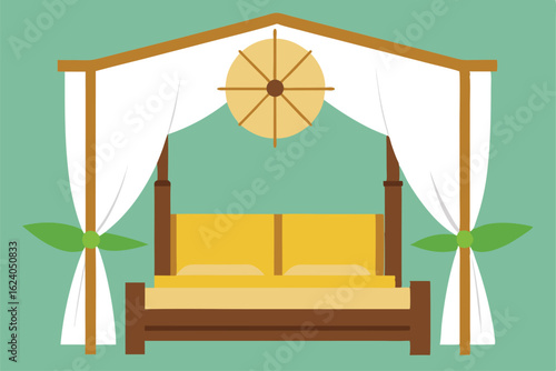 bedroom with canopy mosquito netting  bamboo bedfr (1).eps