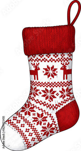 Nordic Pattern Knitted Stocking Ornament