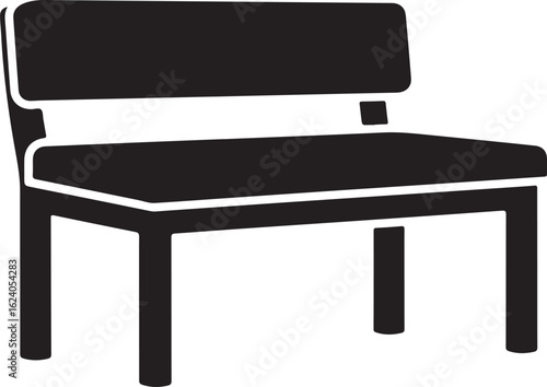 Black silhouette of a modern bench with a backrest seat furniture