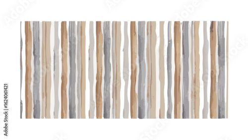 Handpainted watercolor stripes pattern isolated on white background, featuring abstract design with beige, brown, and gray hues for artistic and decorative purposes