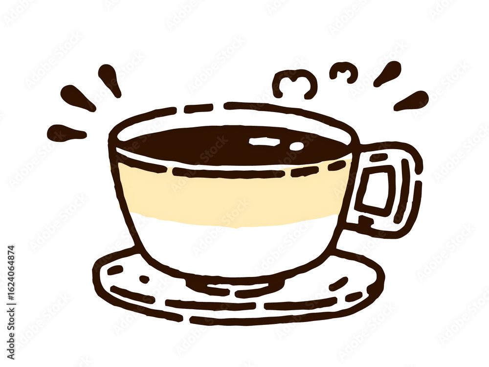 Obraz premium 魅惑の香りコーヒー - 心温まる手描きイラスト