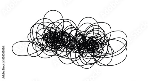Abstract Black Scribble Lines Tangled Chaos
