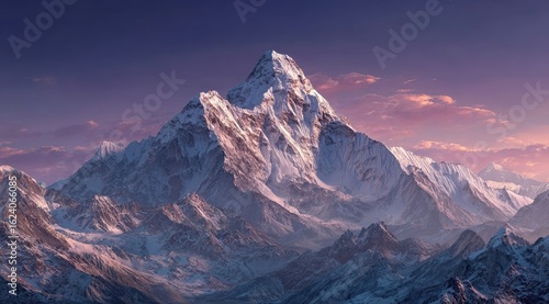 Wallpaper Mural Majestic snow-capped peak at sunset, surrounded by a range of mountains (2) Torontodigital.ca
