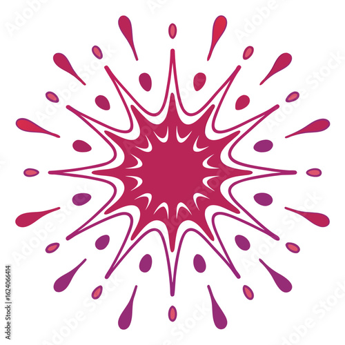Bursting starburst with radiating teardrop shapes abstract