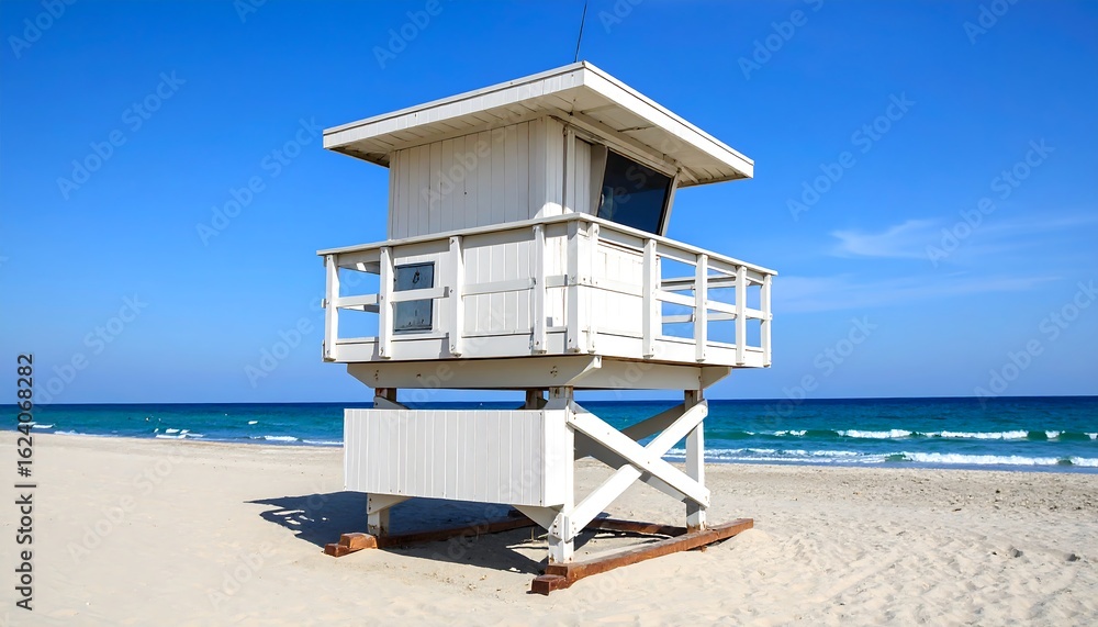 Obraz premium Beachside lifeguard tower on sunny day