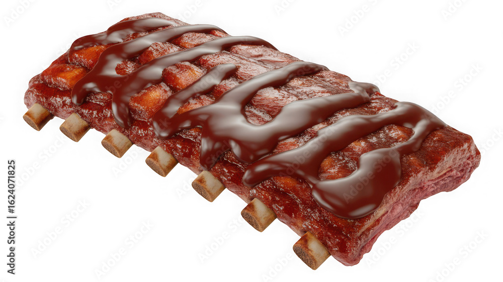 BBQ ribs with smoky sauce Isolated on white and transparent background BBQ ribs with smoky sauce Isolated on white and transparent background