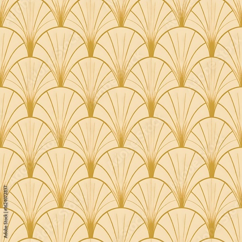 Beige and gold art deco fan pattern