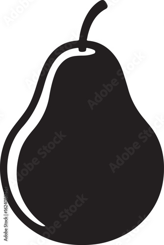 Black pear fruit silhouette with stem food