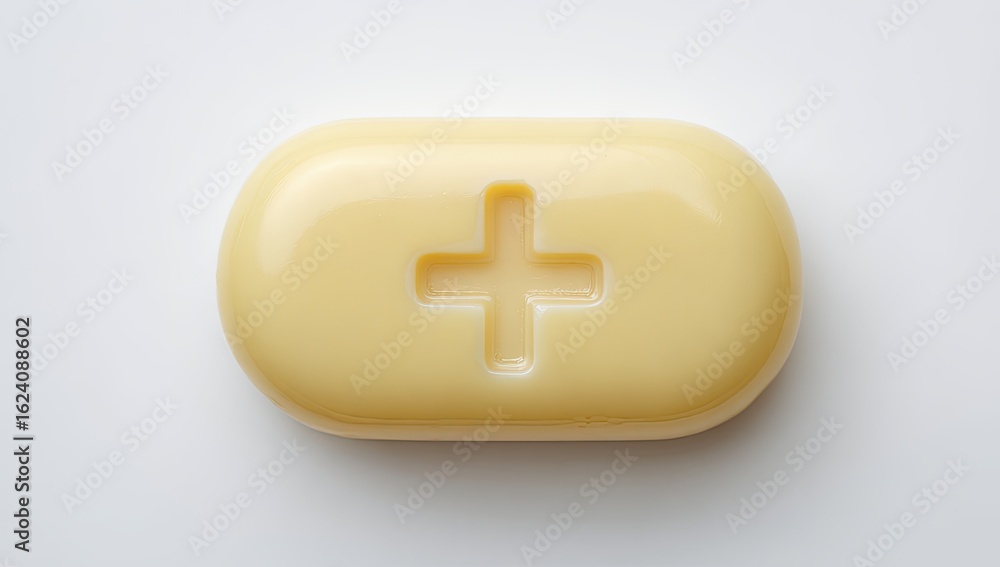 Obraz premium Beige Tablet with Plus Sign