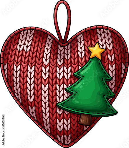 Knit Heart with Tree Appliqué