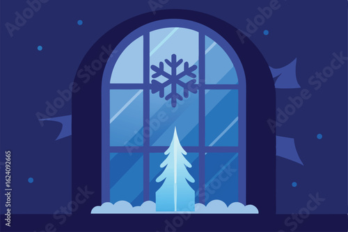 frosty window pane with intricate ice crystal patt.eps