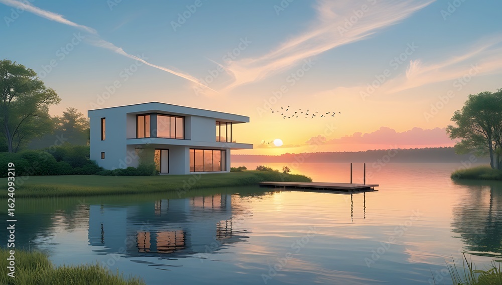 Fototapeta premium house on the lake