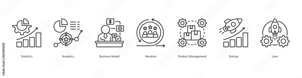 Fototapeta premium Build Smarter banner web icon set vector illustration concept with icon of statistics, analytics, business model, iteration, product management, startup, lean