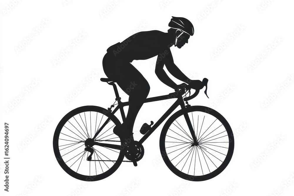 Obraz premium Man cycling icon vector illustration isoleted on white background in black silhouette complex photo .