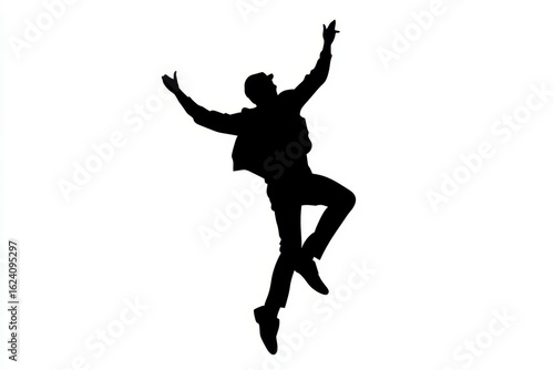 Man dancing joyfully icon vector illustration isoleted on white background in black silhouette complex photo.