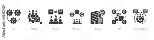 Product Launchpad banner web icon set vector illustration concept with icon of lean, validation, product, framework, company, mvp, customer feedback