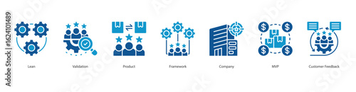 Product Launchpad banner web icon set vector illustration concept with icon of lean, validation, product, framework, company, mvp, customer feedback