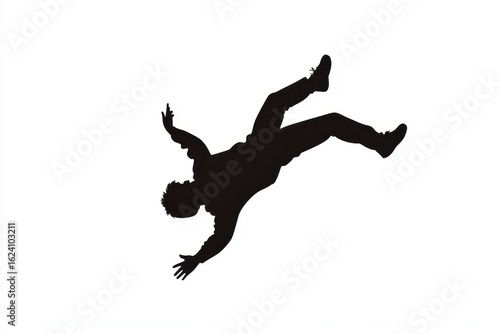 Man falling icon vector illustration isoleted on white background in black silhouette complex photo .