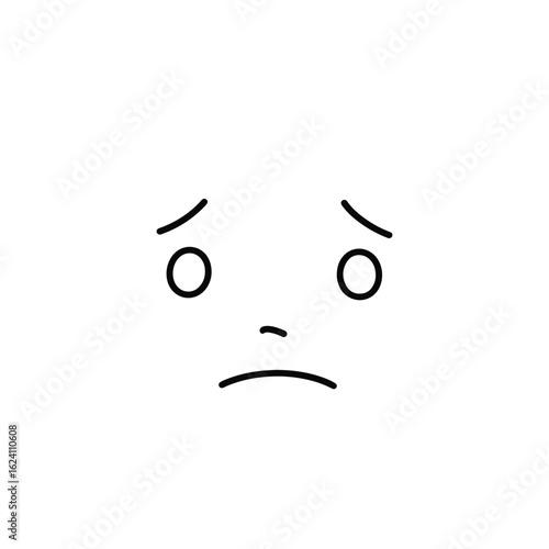Sad face illustration on white background, expression of sorrow