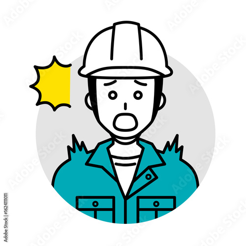 作業員の男性のアイコン（驚く）