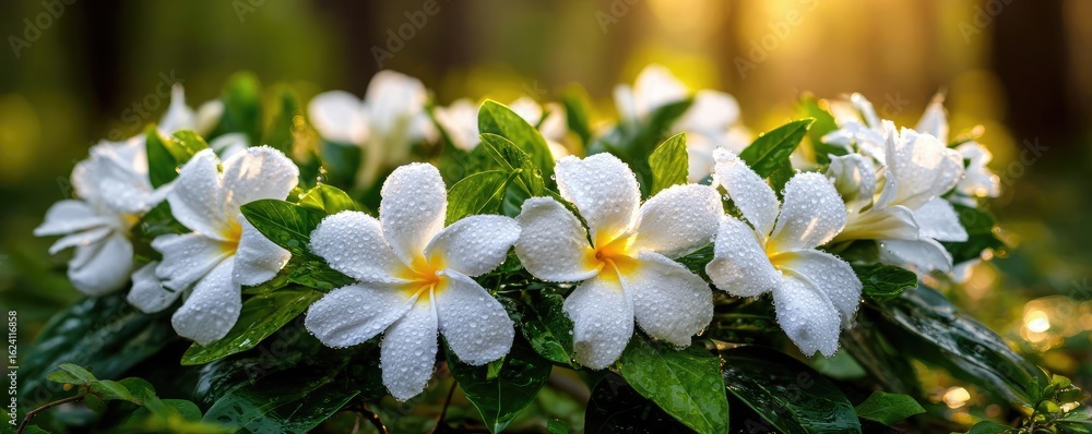 Obraz premium Lily gardenia by flower crown concept. Beautiful floral wreath highlighting delicate white flowers.