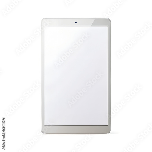 Isolated white tablet mockup, Tablet mockup for digital usage, Mockup - Blank tablet lies on the table framed with green plants. Ideal to present your mobile website.