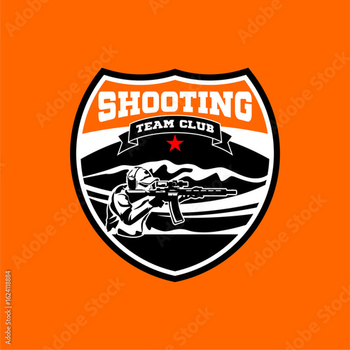 Sporting Clays Target and Shotgun Gun Club Logo Template
